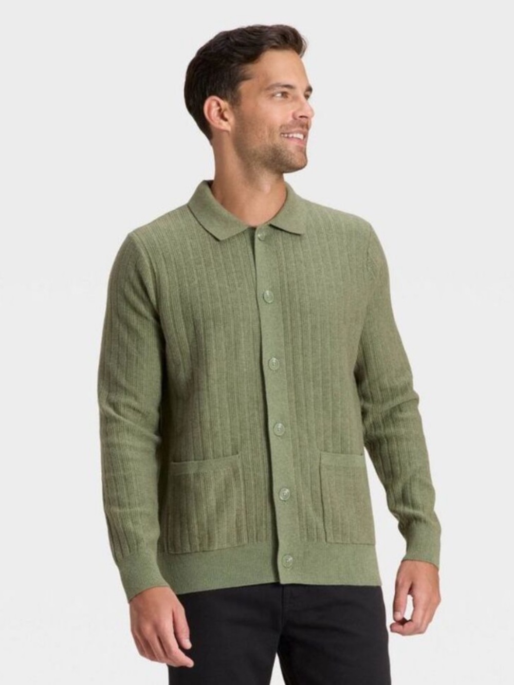 Men's Collared Cardigan Sweater - Goodfellow & Co Olive Green XL- NWOT